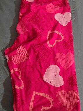 Lularoe Pink Heart Print Leggings Size TC